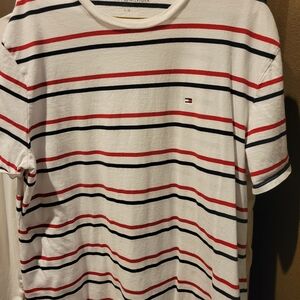Tommy Hilfiger Red and Navy Striped Tee